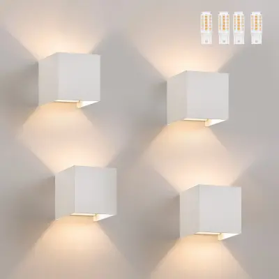 NETTLIFE Komplet 4 LED stenskih svetilk za zunanjo uporabo, topla bela IP65, za dom, spalnico, hodnik, stopnišče