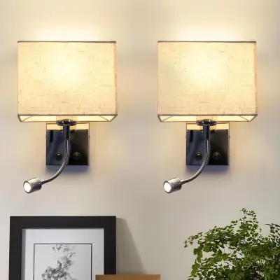 NETTLIFE komplet 2 LED stenskih svetilk za notranjo uporabo, spalnica, dnevna soba, posteljna svetilka s fleksibilno bralno roko E27