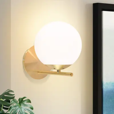 NETTLIFE Stenska svetilka Notranja Spalnica Hodnik Zlata Steklena Krogla Vintage E27 Kovinska Nočna Svetilka