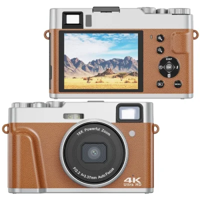 DC202L 2,8-palčni 4K HD 16-kratni zoom digitalni fotoaparat za domačo zrcalnorefleksno fotografijo, barva: rjava EU vtičnica