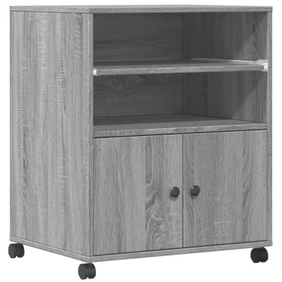 vidaXL Stojalo za tiskalnik s kolesi siva sonoma 60x48x74 cm
