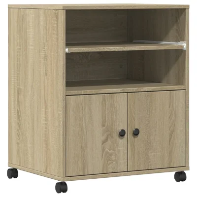 vidaXL Stojalo za tiskalnik s kolesi sonoma hrast 60x48x74 cm