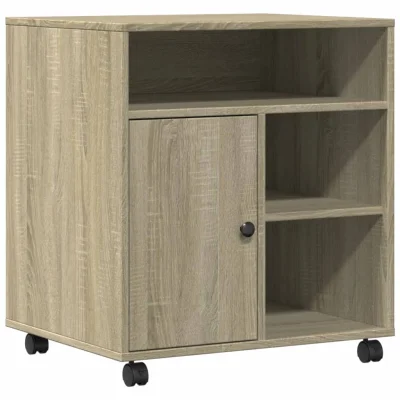 vidaXL Stojalo za tiskalnik s kolesi sonoma hrast 60x50x67 cm