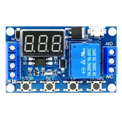 Rosfix Modul Časovnega Releja Micro USB – 6–20V, 10A 230V, 0–999 Min, -40°C do 85°C | 62×38×19 mm