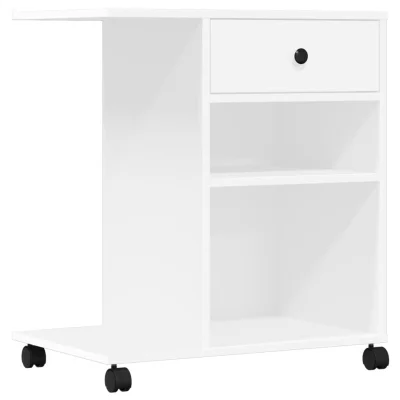 vidaXL Stojalo za tiskalnik s kolesi belo 60x40x68,5 cm