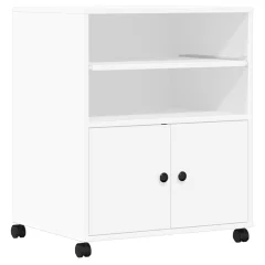 vidaXL Stojalo za tiskalnik s kolesi belo 60x48x74 cm
