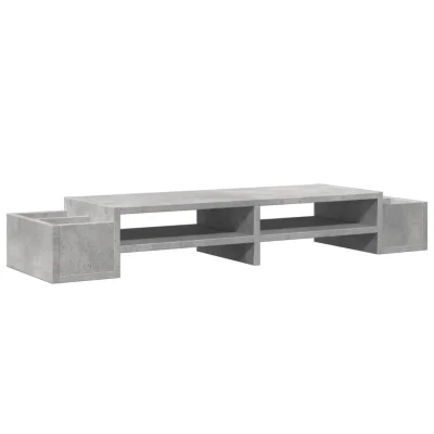 vidaXL Stojalo za zaslon s predelki beton. siva 100x27x15 cm inž. les