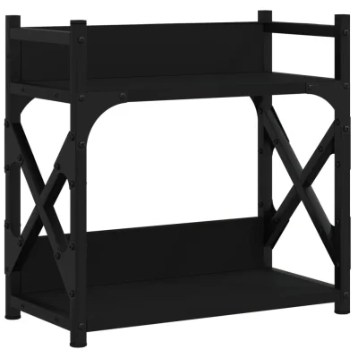 vidaXL Stojalo za tiskalnik 2-nadstropno črno 40x20x40 cm inž. les