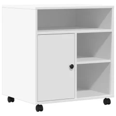 vidaXL Stojalo za tiskalnik s kolesi belo 60x50x67 cm