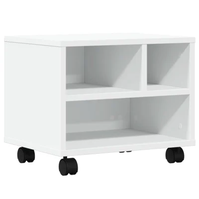 vidaXL Stojalo za tiskalnik s kolesi belo 41x32x34,5 cm