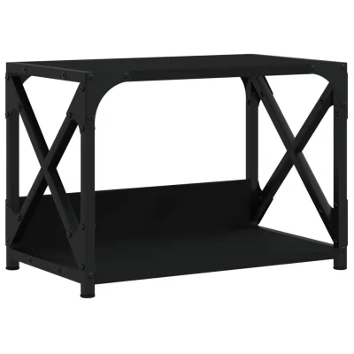vidaXL Stojalo za tiskalnik 2-nadstropno črno 44x26x31,5 cm inž. les