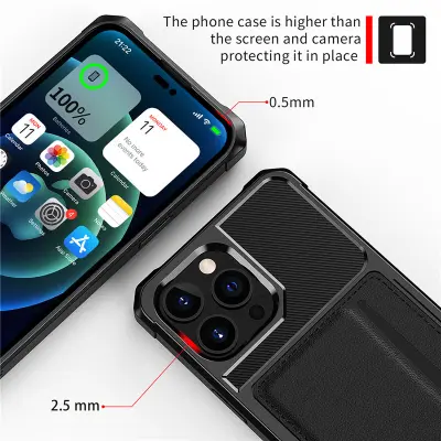 Eleganten črn ovitek za iPhone 14 s držalom za kartice   iPhone 14 Pro