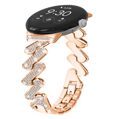 Eleganten pašček iz nerjavečega jekla v rožnato zlati barvi za Google Pixel 7 Gold