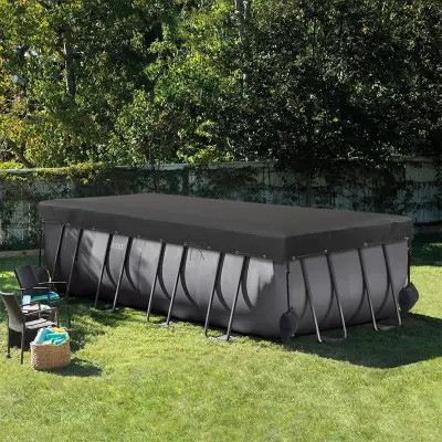 Črna pravokotna prevleka za bazen iz tkanine Oxford