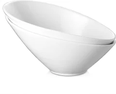 DOWAN poševne solatne sklede 2 paketa (769 ml): Ø24,1 cm za solato/testenine/sadje/omake, bele keramične za restavracijo/darilo (Valentinovo/dnevno)