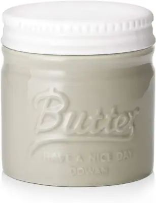 DOWAN Butter Crock - Keramična posoda za maslo s pokrovom, shranjevanje sladkarij. Mehko maslo z vodno tesnilom. Francoski dizajn, siva.