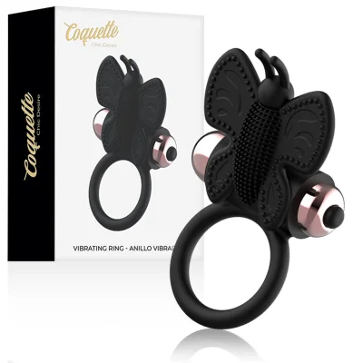 COQUETTE CHIC DESIRE - PRSTAN METULJČKI Z VIBRATORJEM ČRNO/ZLATO
