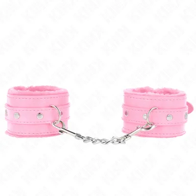 KINK - PREMIUM ZAPESTJE Z ROZA KRZNENO PODLOGO Z NASTAVLJIVIM ROZA PASOM 17-29 CM