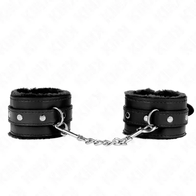 KINK - ČRNA KRZNENA PODLOGA PREMIUM ZAPESTJE Z NASTAVLJIVIM ČRNIM PASOM 17-29 CM