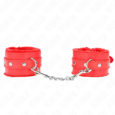 KINK - RDEČA KRZNENA PODLOGA PREMIUM ZAPESTJE Z NASTAVLJIVIM RDEČIM PASOM 17-29 CM