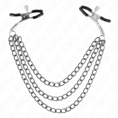 KINK - KLEŠČE ZA NIPLE S 3 ČRNIMI VERIŽICAMI 20/23/28 CM