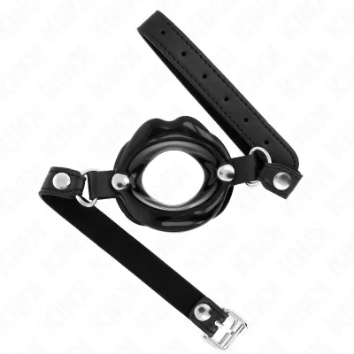KINK - LIP GAG 8 CM S ČRNIM USNJENIM PAŠKOM 63 x 2 CM NASTAVLJIV 39-58 CM