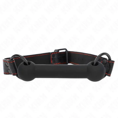 KINK - BONE GAG Z NASTAVLJIVIM ČRNIM USNJENIM PAŠKOM 41-57 CM