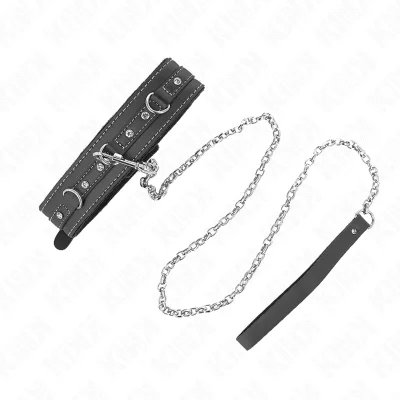 KINK - PVC USNJENA OGRLICA S PASOM 105 CM KOVIC Z Okrasnimi kamenčki 41,5 X 4 CM