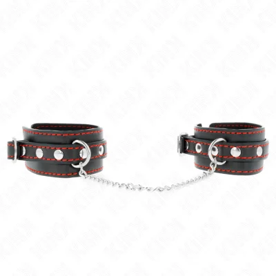 KINK - MAJHNE ČRNE MANŠETKE Z RDEČO PODLOGO NASTAVLJIVE 14-24 CM