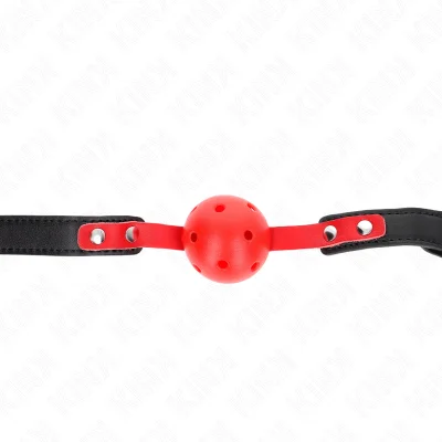 KINK - RDEČA VOTLA TRDA ŽOGA 4 CM GAG ČRN TRAK 60 x 2 CM NASTAVLJIV 37-52 CM