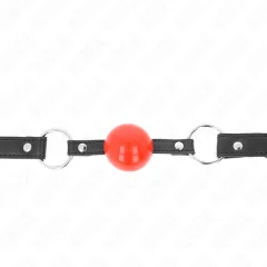 KINK - BALL GAG 4 CM Z RDEČO KLJUČAVNICO BALL BLACK ROČAJ 60 x 2 CM