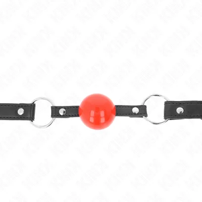 KINK - BALL GAG 4 CM Z RDEČO KLJUČAVNICO BALL BLACK ROČAJ 60 x 2 CM