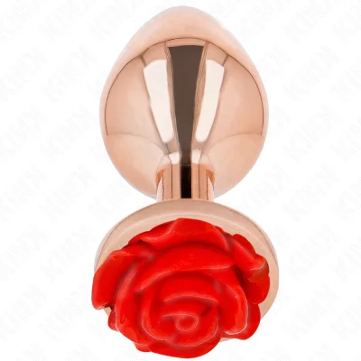 KINK - ROSE GOLD ANALNI ČEPEK Z RDEČO VRTNICO L