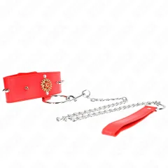 KINK - RDEČA DIAMANTNA OGRLICA S PASOM 65 CM NASTAVLJIVA 35-51 CM X 7 CM