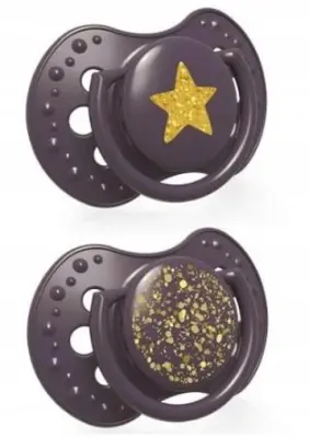 Lovi, Silikonska Duda Stardust za Dinamično Sesanje 3-6m, vijolična, 2 kosa
