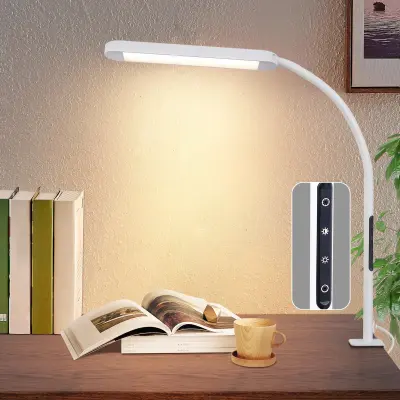 NETTLIFE Lampe de bureau LED à intensité variable avec prise blanche 5 niveaux de luminosité 11W flexible avec fonction minuterie de veilleuse