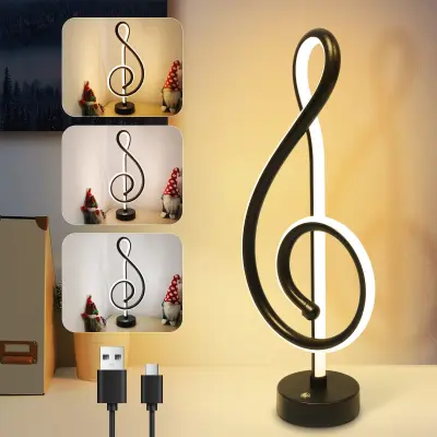 NETTLIFE Lampe de table LED sans fil tactile dimmable batterie noire avec USB rechargeable tactile dimmable