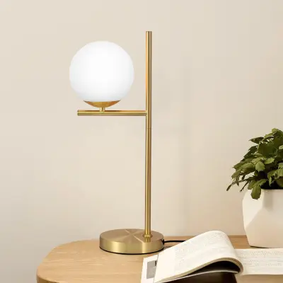 NETTLIFE lampe de table salon moderne de chevet -  en verre blanc douille E27 industrielle avec interrupteur pour chambre bureau