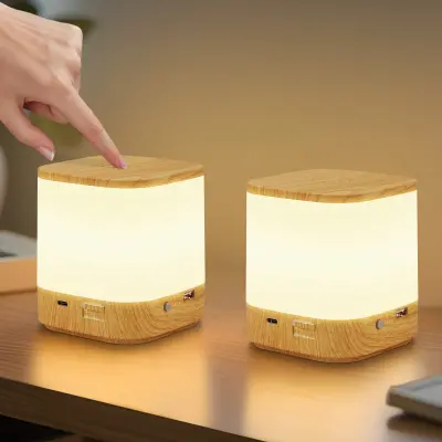 Lot de 2 lampes de table LED NETTLIFE avec 3 températures de couleur, lampe de chevet, batterie 3600 mAH, chargement USB