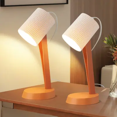 NETTLIFE Lampe de table de salon lampe de chevet avec câble - lampe de table lot de 2 petites lampes orange E14 lampes de table modernes