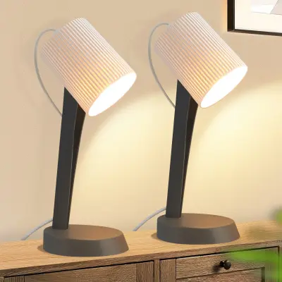 NETTLIFE Lampe de chevet, lampe de table de salon avec câble - lot de 2 petites lampes de table E14 modernes
