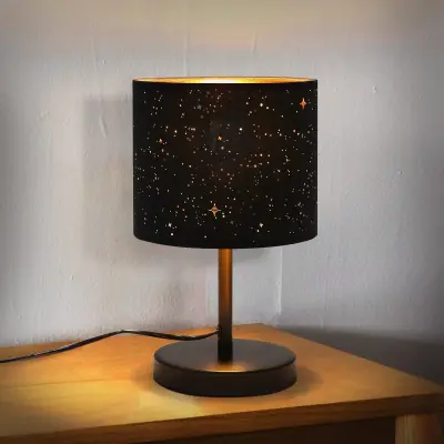 NETTLIFE Lampe de chevet vintage E27 ciel étoilé abat-jour en tissu cadeaux de Noël avec interrupteur à bascule