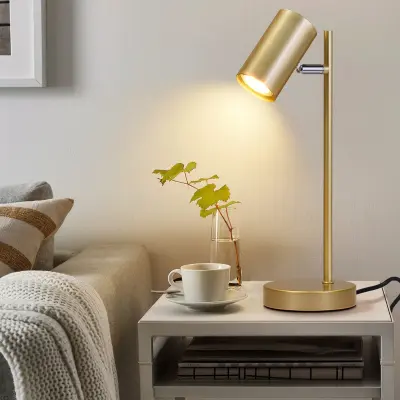 NETTLIFE lampe de chevet lampe de table de salon or pivotante 350° GU10 or en métal bureau