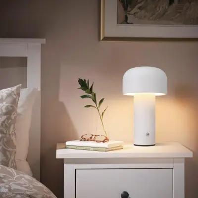 NETTLIFE Lampe de table LED sans fil à piles à intensité variable 2 W Lampe de chevet pour chambre à coucher Petite lampe champignon