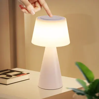 NETTLIFE Lampe de table à piles, lampe de chevet LED - 3600mhA sans fil, lampe tactile à intensité variable avec batterie rechargeable USB blanche
