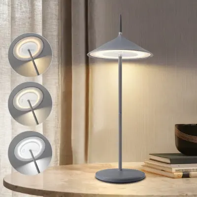 NETTLIFE Lampe de table sans fil, lampe de chevet LED, batterie 1800mhA, rechargeable, tactile, dimmable, moderne, IP44, avec USB