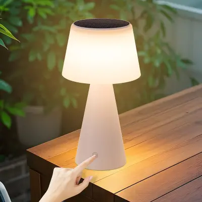 NETTLIFE Lampe de table à batterie solaire sans fil, lampe de table LED 3600 mhA, rechargeable, tactile, dimmable, lampe blanche avec batterie USB