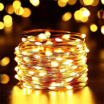 SOLARNE LED LUČI - V ŽICI - TOPLA BELA - 12 m