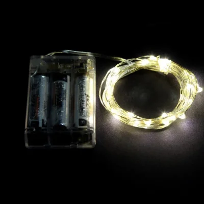 BATERIJSKE LED LUČI - V ŽICI - TOPLA BELA - 5 m
