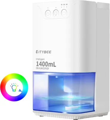 Električni razvlažilnik zraka 1400 ml - Tihi razvlažilnik zraka za dom, spalnico in klet (črn)